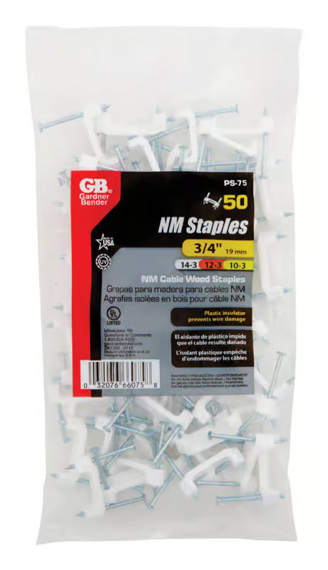 Gardner Bender 3/4" Plastic Cable Staple - 50 Pack