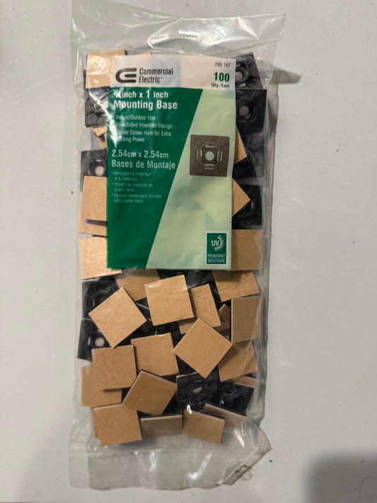 Commercial Electric 1" Mounting Bases 100ct Bag